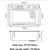 Fossa 30"x18"x10" inch Stainless Steel Premium Handmade Single Bowl WaterFall Kitchen Sink With Stand Matte Finish Fossa Home